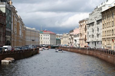 Moika nehri ve seti, Saint Petersburg, Rusya.