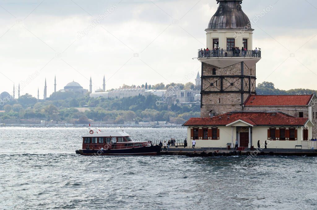 Maiden tower on a small island of the Bosphorus Strait, Istanbul.