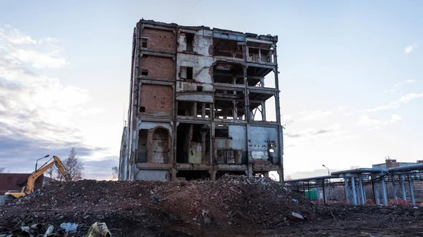 The skeleton of an old demolished industrial building, Russia.