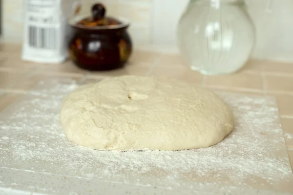 Amasar Masa Mesa Cocina Fondo — Foto de Stock