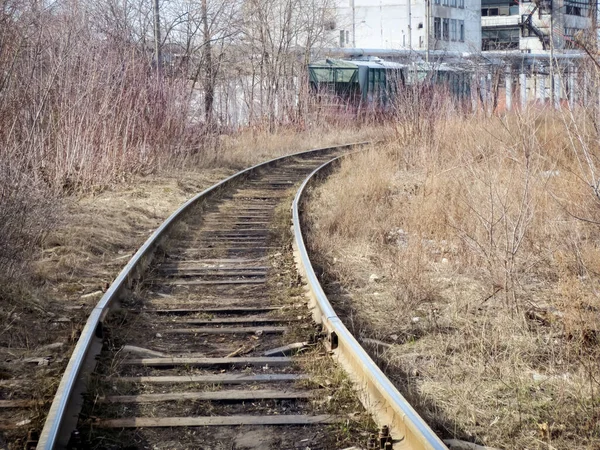 Oude Spoorweg Bij Een Industriële Onderneming Achtergrond — Stockfoto