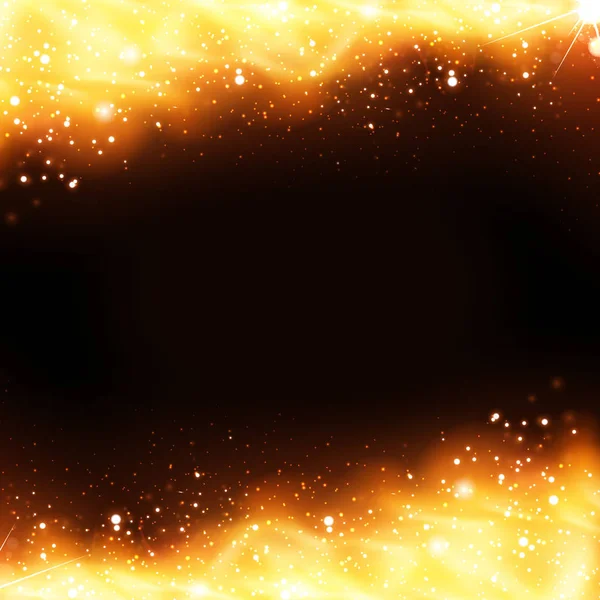 Couverture de feu doré, projecteurs de fête fond de lumière au néon — Image vectorielle
