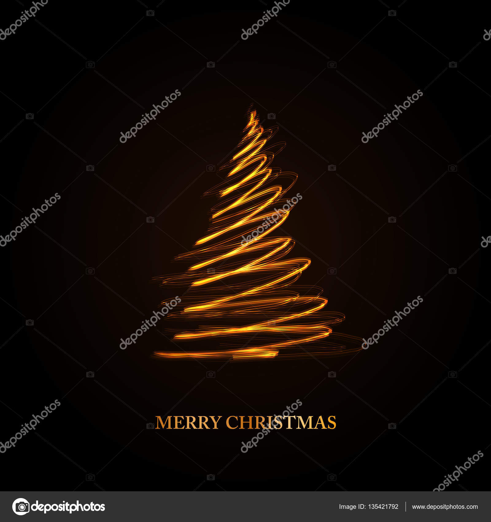 모든 edi 쉽게 검은 배경에 황금 크리스마스 트리를 추상화 스톡 벡터 - ©zuza811 135421792, image size:1600x1700