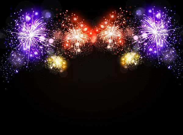 Gece gökyüzü patlayan gerçekçi havai fişek