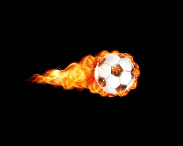 Ballon de football sur le feu facile modifiable — Image vectorielle