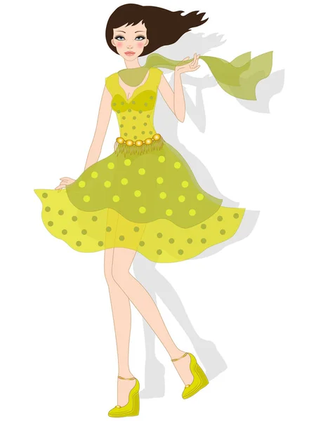 Moda şık yazlık elbise modeli — Stok Vektör