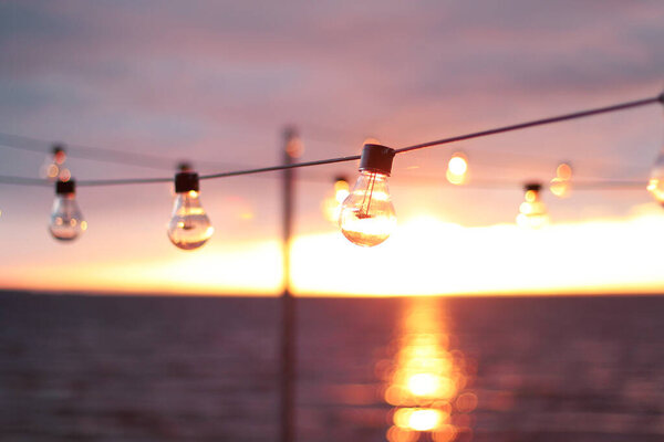 String Lights during sunset