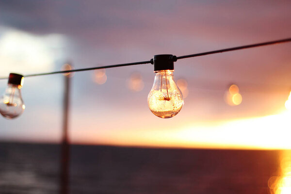String Lights during sunset