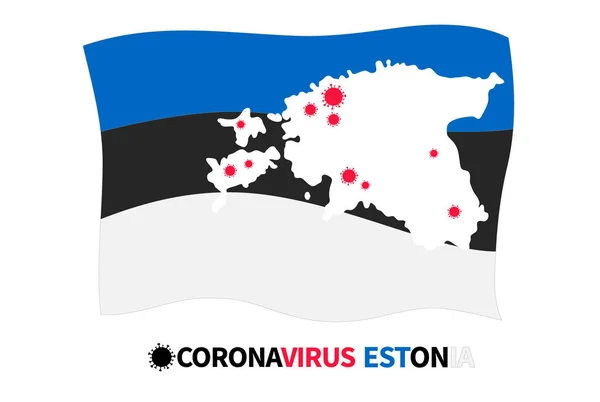 Coronavirus Estônia Bandeira País País Fronteira Mapa Vector Design Covid — Vetor de Stock