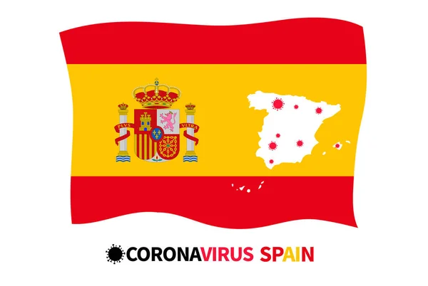 Coronavirus Flag Spain Epidemic Covid Spain Vector Illustration Spain Flag — Stock Vector