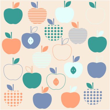 Elma pürüzsüz desen. Vektör illüstrasyonu.