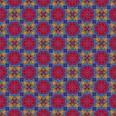 Kusursuz Soyut Desen Arabesk Geometrik Arkaplan. Doğu, Portekiz, Portekiz Halı, Döşeme, Tekstil, Dijital Kağıt, Kumaş Dokusu için Çiçek Şam. 