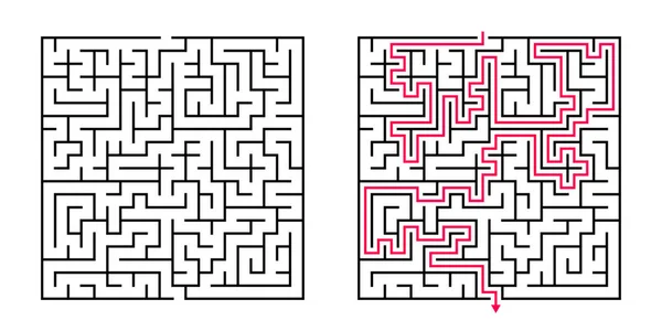 Vector Square Labirenti - Siyah & Kırmızı Çözümlü Labirent. Koordinasyon, Sorun Çözme, Karar Verme Yetenekleri Testi için Komik & Eğitici Zihin Oyunu.
