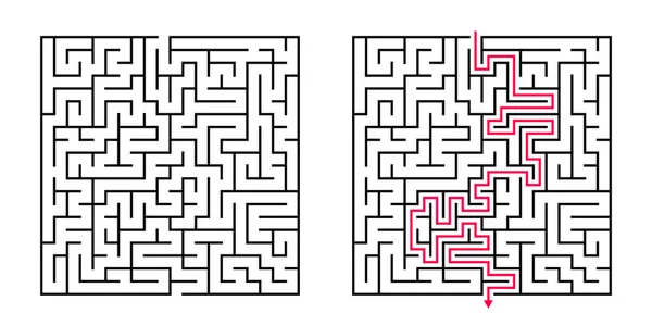 Vector Square Labirenti - Siyah & Kırmızı Çözümlü Labirent. Koordinasyon, Sorun Çözme, Karar Verme Yetenekleri Testi için Komik & Eğitici Zihin Oyunu.