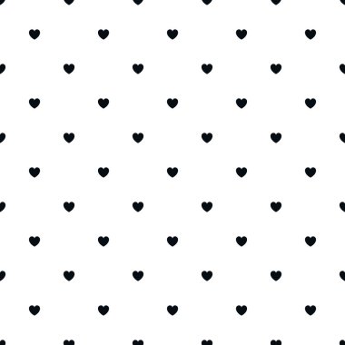 Sevgililer Günü için Sevimli Kara Kalpsiz Polka Kalpli Vektör Arkaplanı - 14 Şubat, 8 Mart, Anneler Günü, Evlilik, Doğum Kutlaması. Romantik Kız Tasarımı.