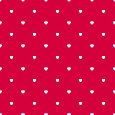 Sevgililer Günü (14 Şubat), 8 Mart, Anneler Günü, Evlilik, Doğum Kutlaması için Romantik Kırmızı Kalpsiz Polka Kalpli Vektör Arkaplanı. Sevimli Şık Tasarım.