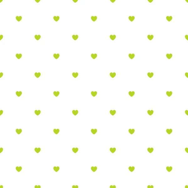 Cute Green Seamless Polka Serce Wektor Wzór Tła Walentynki Lutego — Wektor stockowy