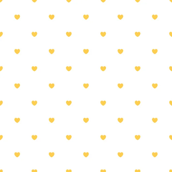 Carino Giallo Senza Cuciture Polka Cuore Vector Pattern Sfondo San — Vettoriale Stock