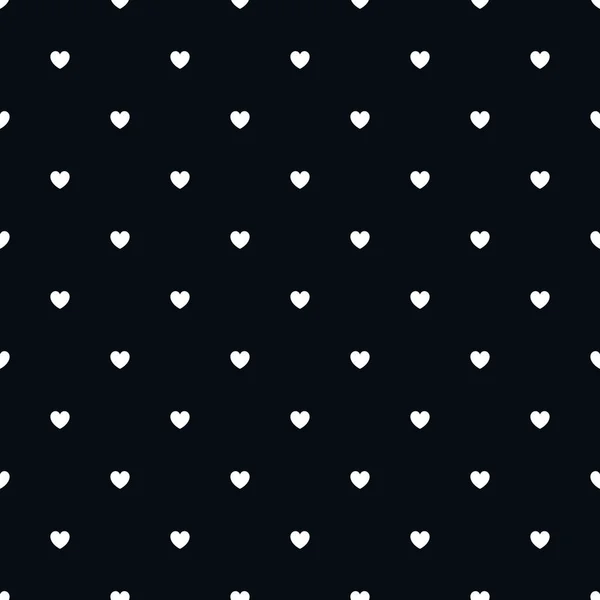 Romantic Black Seamless Polka Heart Vector Pattern Background Valentine Day — 스톡 벡터