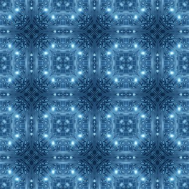 Mavi Devre Tahtası Dijital Kusursuz Arkaplan. Soyut Fütürist Bilgisayar Anakart Çizimi. Bilgi Teknolojisi, Yüksek Teknoloji, Ağ Dokusu, Yapay Zeka