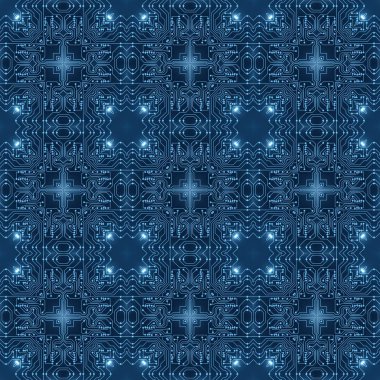 Mavi Devre Tahtası Dijital Kusursuz Arkaplan. Soyut Fütürist Bilgisayar Anakart Çizimi. Bilgi Teknolojisi, Yüksek Teknoloji, Ağ Dokusu, Yapay Zeka