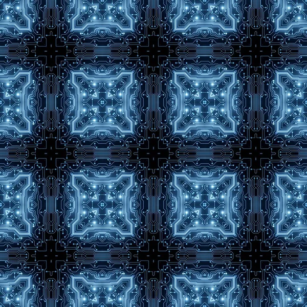 Blue Circuit Board Pattern Digital Seamless Background Abstract Futuristic Computer — стокове фото