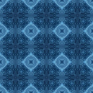 Mavi Devre Tahtası Dijital Kusursuz Arkaplan. Soyut Fütürist Bilgisayar Anakart Çizimi. Bilgi Teknolojisi, Yüksek Teknoloji, Ağ Dokusu, Yapay Zeka