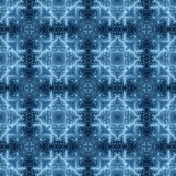 Blue Circuit Board Pattern Digitaler Nahtloser Hintergrund Abstrakte Futuristische Computermotherboard — Stockfoto