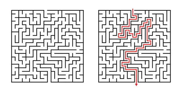 Vector Square Labirenti - Siyah & Kırmızı Çözümlü Labirent. Koordinasyon, Sorun Çözme, Karar Verme Yetenekleri Testi için Komik & Eğitici Zihin Oyunu.
