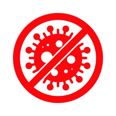 Wuhan Corona Virüsü, Covid-19, NCOV, MERS-CoV Novel Coronavirus Stop, Block, Anti Stamp. Kırmızı Vektör 2019-2020. Uyarı İşareti, Koruma Sembolü, Risk Bölgesi Çıkartması. Çin Zatürree Hastalığı. Covid19