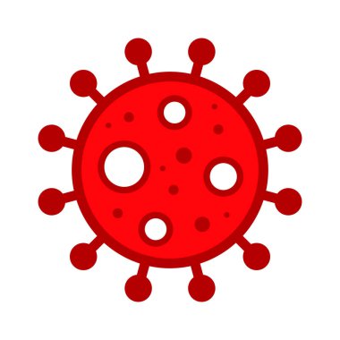 Wuhan Corona Virüsü, Covid-19, NCOV, MERS-CoV Coronavirus hücre damgası. Covid 19 Kırmızı Vektör. Salgın Uyarı Sembolü veya İşaret, Risk Bölgesi Etiketi. Asya Solunum Sendromu Hastalığı.