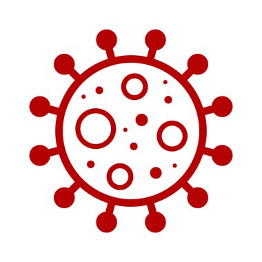 Wuhan Corona Virüsü, Covid-19, NCOV, MERS-CoV Coronavirus hücre damgası. Covid 19 Kırmızı Vektör. Salgın Uyarı Sembolü veya İşaret, Risk Bölgesi Etiketi. Asya Solunum Sendromu Hastalığı.