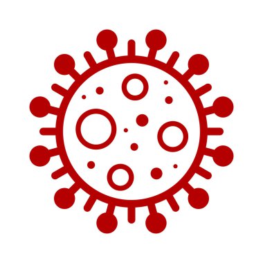 Wuhan Corona Virüsü, Covid-19, NCOV, MERS-CoV Coronavirus hücre damgası. Covid 19 Kırmızı Vektör. Salgın Uyarı Sembolü veya İşaret, Risk Bölgesi Etiketi. Asya Solunum Sendromu Hastalığı.