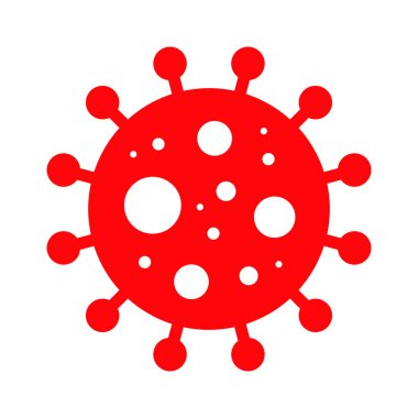 Wuhan Corona Virüsü, Covid-19, NCOV, MERS-CoV Coronavirus hücre damgası. Covid 19 Kırmızı Vektör. Salgın Uyarı Sembolü veya İşaret, Risk Bölgesi Etiketi. Asya Solunum Sendromu Hastalığı.