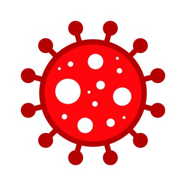 Wuhan Corona Virüsü, Covid-19, NCOV, MERS-CoV Coronavirus hücre damgası. Covid 19 Kırmızı Vektör. Salgın Uyarı Sembolü veya İşaret, Risk Bölgesi Etiketi. Asya Solunum Sendromu Hastalığı.
