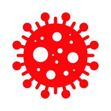 Wuhan Corona Virüsü, Covid-19, NCOV, MERS-CoV Coronavirus hücre damgası. Covid 19 Kırmızı Vektör. Salgın Uyarı Sembolü veya İşaret, Risk Bölgesi Etiketi. Asya Solunum Sendromu Hastalığı.