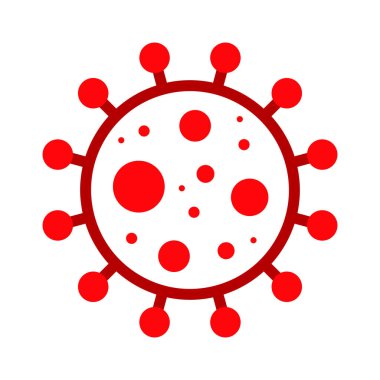 Wuhan Corona Virüsü, Covid-19, NCOV, MERS-CoV Coronavirus hücre damgası. Covid 19 Kırmızı Vektör. Salgın Uyarı Sembolü veya İşaret, Risk Bölgesi Etiketi. Asya Solunum Sendromu Hastalığı.
