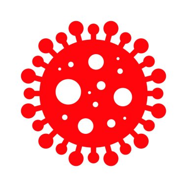 Wuhan Corona Virüsü, Covid-19, NCOV, MERS-CoV Coronavirus hücre damgası. Covid 19 Kırmızı Vektör. Salgın Uyarı Sembolü veya İşaret, Risk Bölgesi Etiketi. Asya Solunum Sendromu Hastalığı.