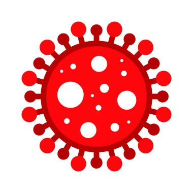 Wuhan Corona Virüsü, Covid-19, NCOV, MERS-CoV Coronavirus hücre damgası. Covid 19 Kırmızı Vektör. Salgın Uyarı Sembolü veya İşaret, Risk Bölgesi Etiketi. Asya Solunum Sendromu Hastalığı.