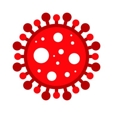 Wuhan Corona Virüsü, Covid-19, NCOV, MERS-CoV Coronavirus hücre damgası. Covid 19 Kırmızı Vektör. Salgın Uyarı Sembolü veya İşaret, Risk Bölgesi Etiketi. Asya Solunum Sendromu Hastalığı.