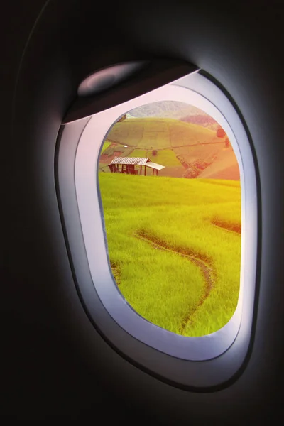 Plane Window View Plane Someplace Plane Window View People Journey — Stock Photo, Image