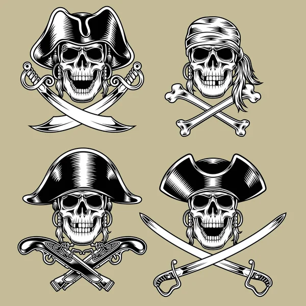 Coleção de crânios piratas —  Vetores de Stock