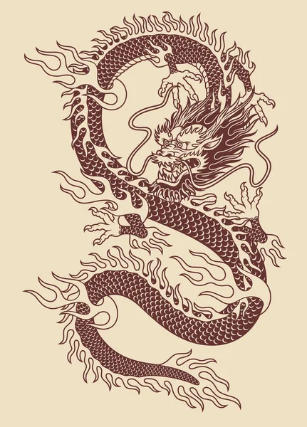 Illustration Vectorielle Dragon Asiatique Traditionnelle — Image vectorielle