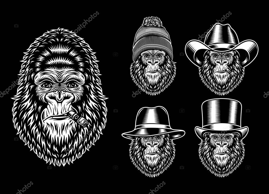 Collection Of Gorilla Smoking Characters