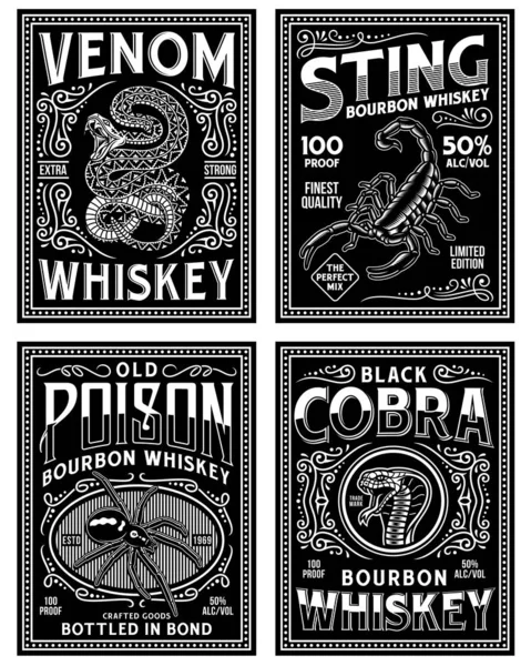 Klasik Whiskey Label tişörtü Siyah ve Beyaz Grafik Koleksiyonu