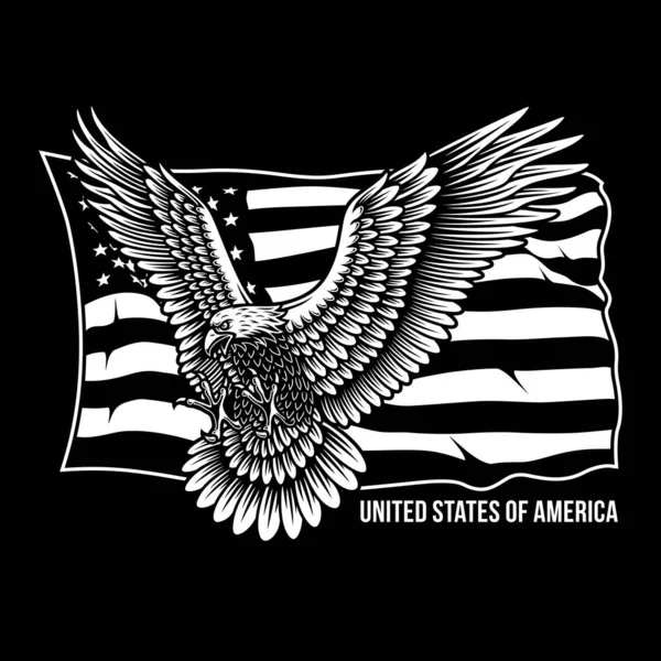 Amerikanischer Kreischender Adler Mit Sternen Und Streifen — Stockvektor