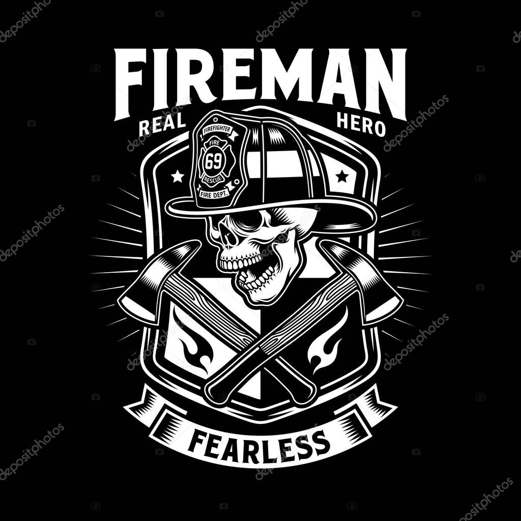Fireman Skull With Crossed Axes