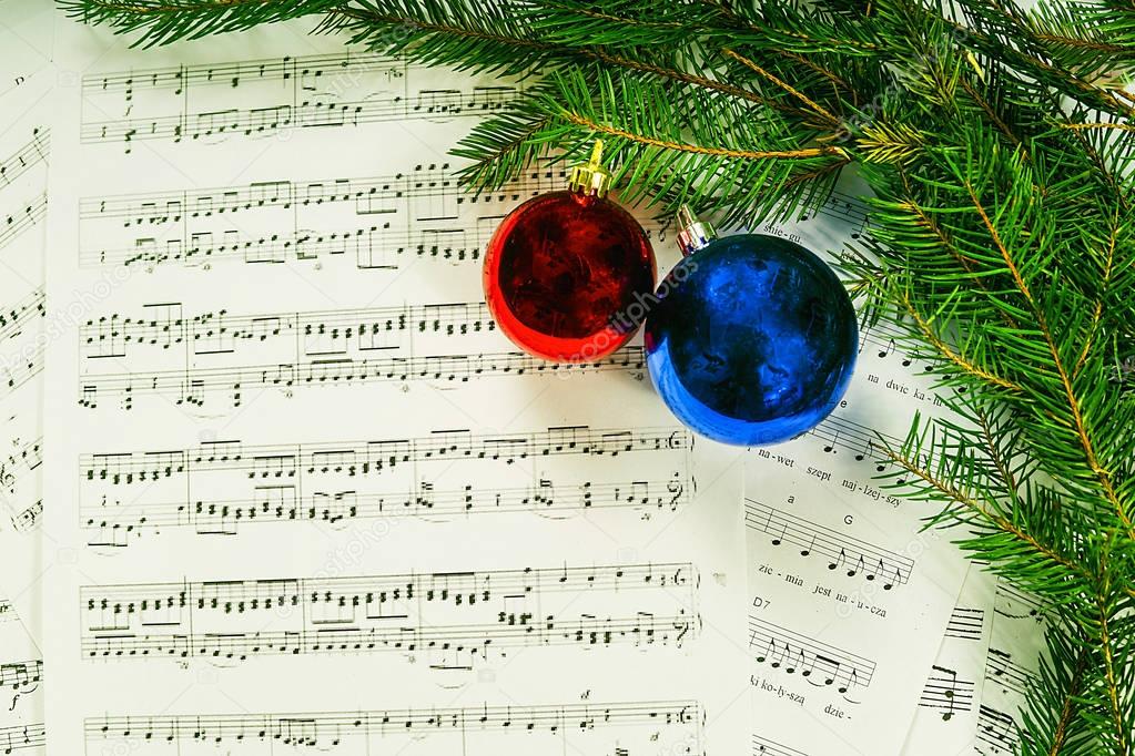 Festive Christmas baubles and the score