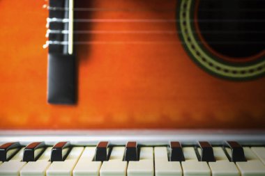 Müzik gitar arkasında kavramı ve anahtarları 