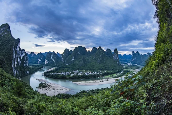 Horseshoe bend of China. Li River and Karst Mountain Landscape near Yangshuo, Peoples Republic of China